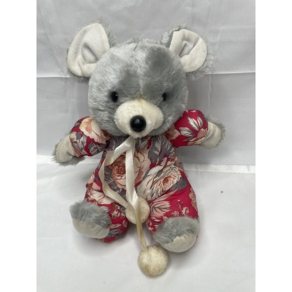Vintage Dan Brechner Mouse with flowers Plush Toy Co